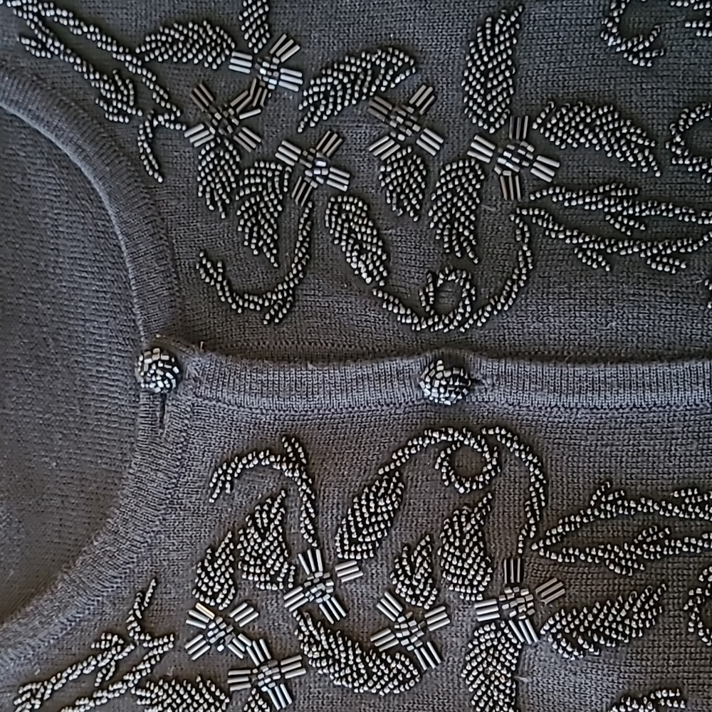 Smithsonian Institution  Small Beaded Sweater Black with Black Bead Details
